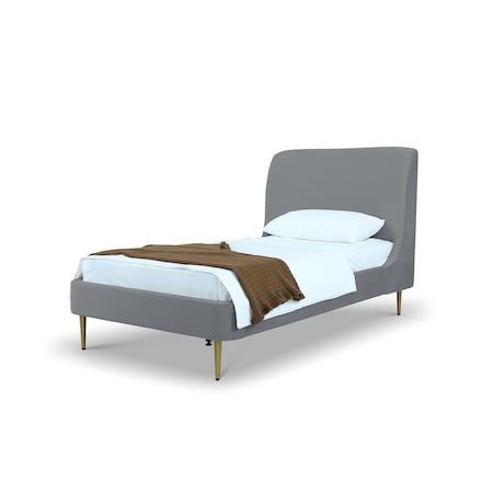 Manhattan Comfort Mid-Century Modern Bedframe with Headboard for Bedroom Use BD003-TW-GY